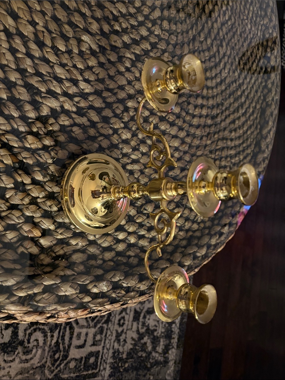 Baldwin Polished Brass Three-Arm Candelabra